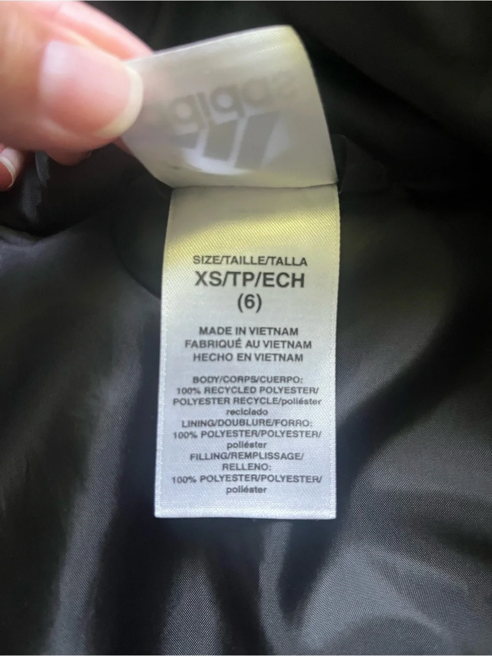 Adidas puffer coat black size XS or 6